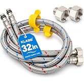 KLABB 32 Inch Faucet Supply Line, M10 x 3/8" Compression Hose | SS304 Stainless Steel Braided Water Connector with 2 Pack 1/2" FIP Adapters for Kitchen &amp; Bathroom Sinks