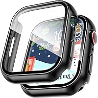 EGV [2 Pack] PC Case for Apple Watch Series 7 41mm, Built-in HD Tempered Glass Screen Protector, Hard PC Protector Full…