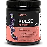 LEGION Pulse Pre Workout - All Natural Nitric Oxide Preworkout Drink to Boost Energy, Creatine Free, Naturally Sweetened, Beta Alanine, Citrulline, Alpha GPC (Grape)
