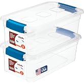 Tribello Clear Plastic Storage Bins with Lids Stackable Storage Bins (6 Quart)
