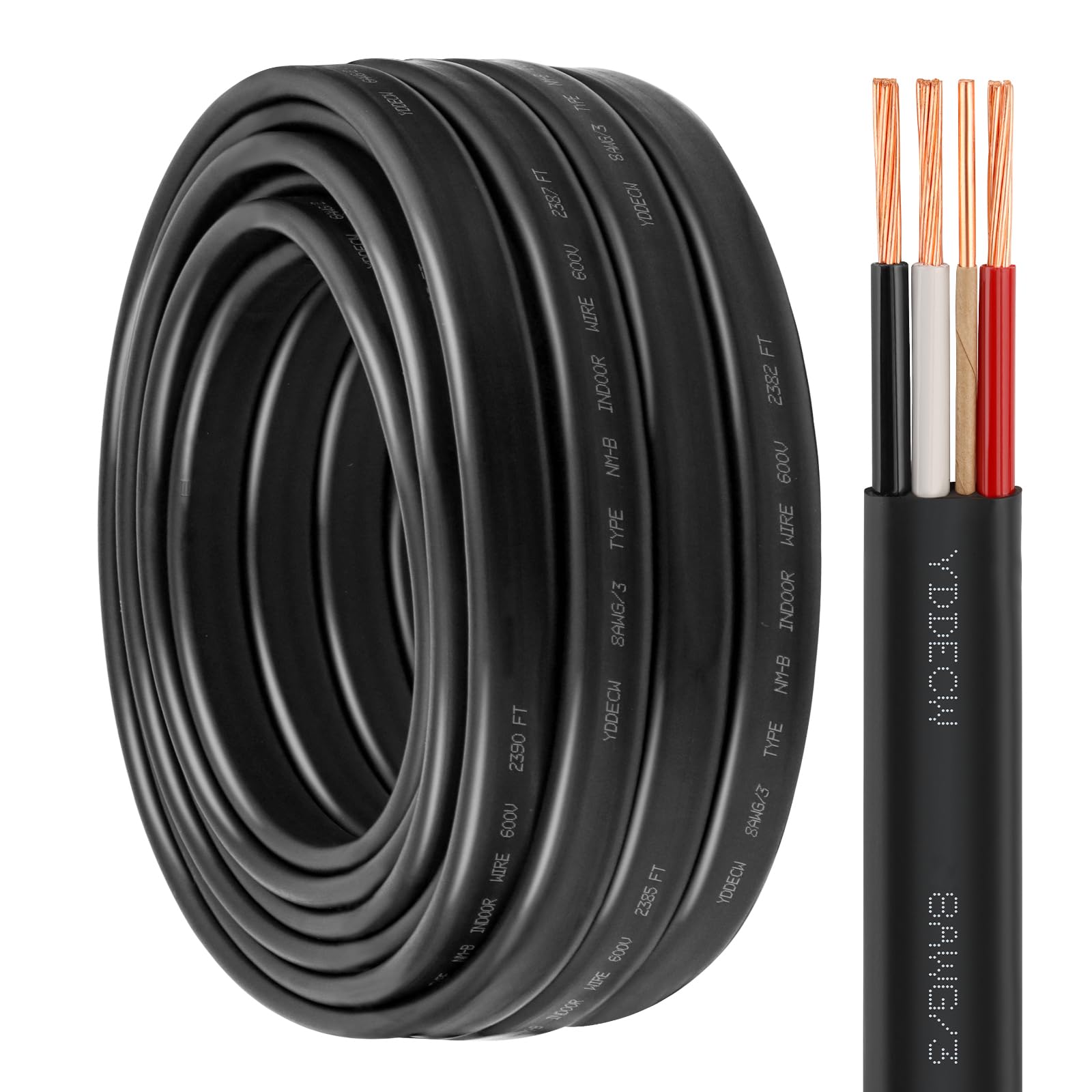 YDDECW 8/3 NM-B Wire with Ground - 50FT Non-Metallic Sheathed Cable 100