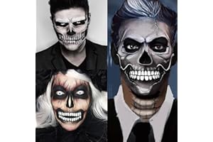 LEOARS Fake Zombie Face Tattoos Dia De Los Muertos Day of the Deadth Face Tattoos Halloween Makeup Temporary Tattoo
