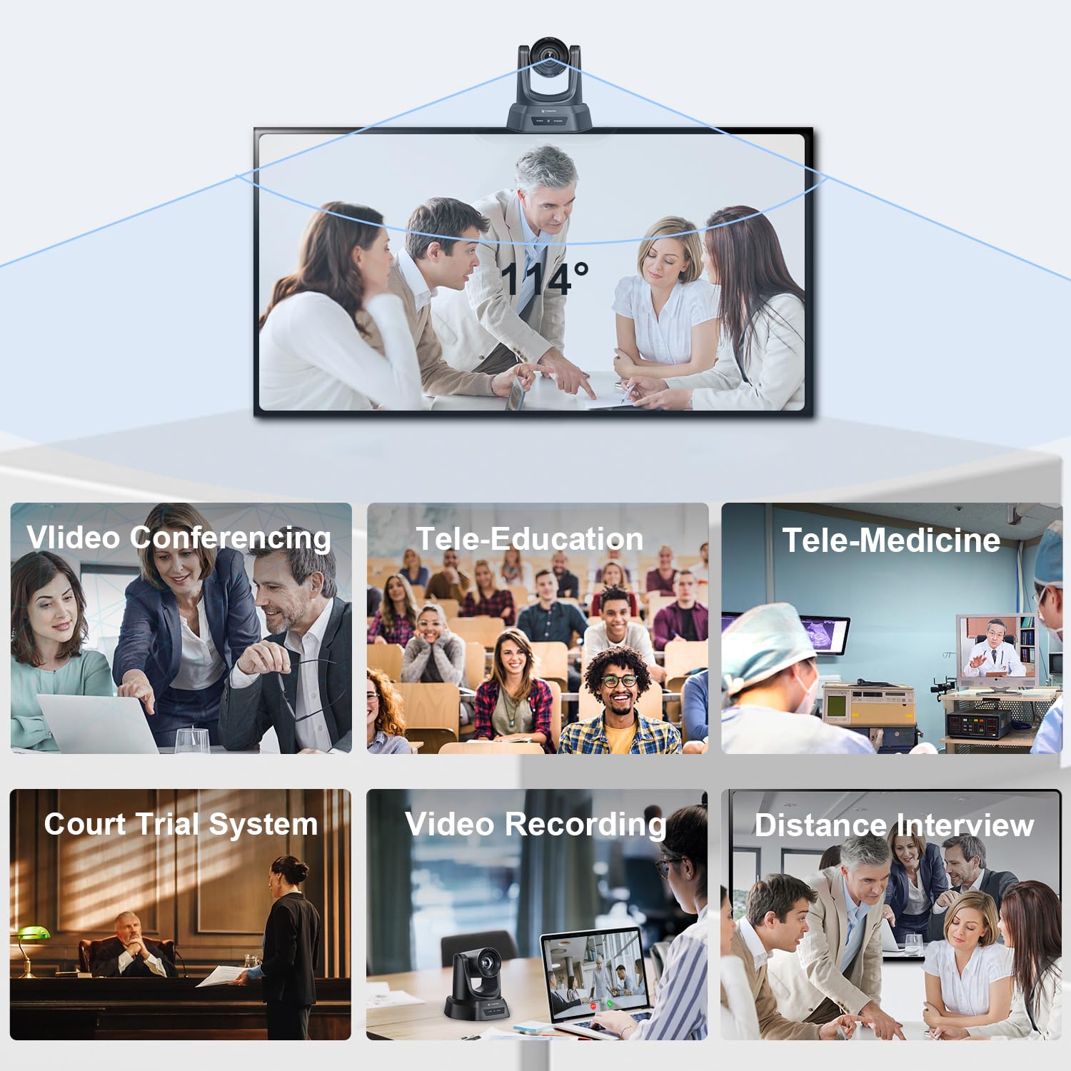 TONGVEO 3X Optical Zoom PTZ Camera HDMI USB 3.0 1080P 60fps 114-Degree Wide-Angle for Video Conference Business Meeting Live Streaming Online Learn with Zoom YouTube Teams OBS and More
