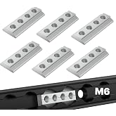 6PCS M6 T-Nuts for L-Track, Slide-in Fixing Plates, Silver Metallic Aluminum, Heavy Duty Tie Down Hardware for Trucks, Trailers, RVs, Cargo, Boats, and Other Secure Mounting Applications