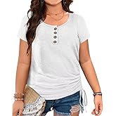 Women's Plus Size Tops 2024 Summer Short Sleeved U Neck T Shirts Casual Trendy Loose Tops