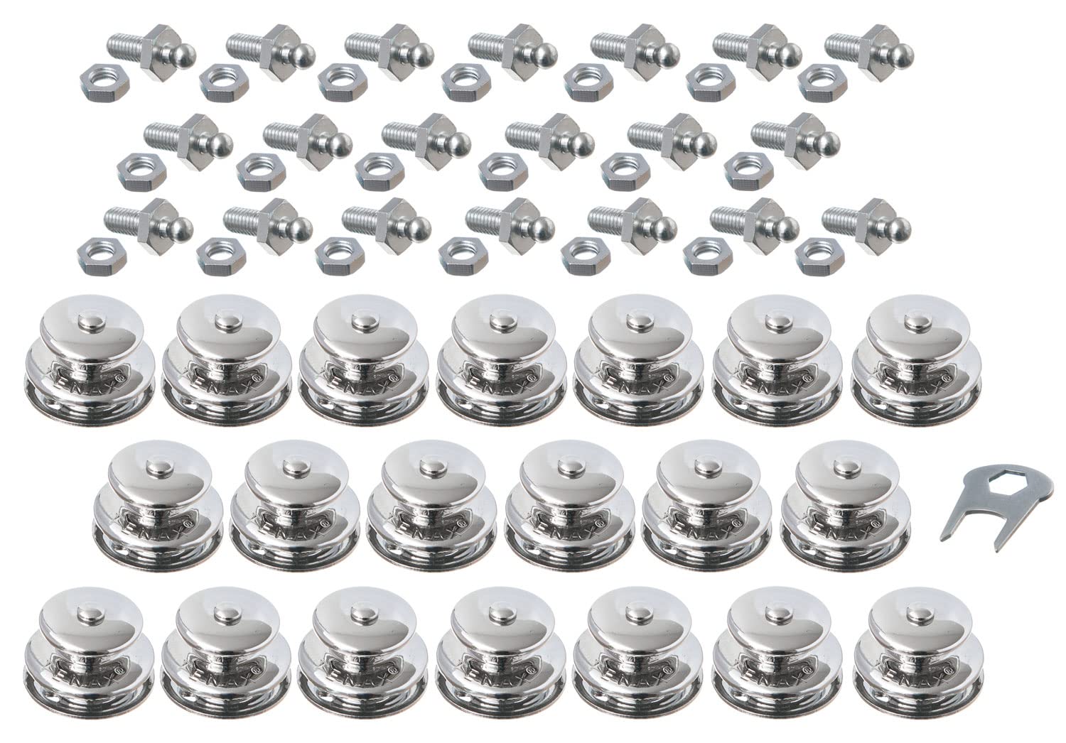 New Marine TENAX Pack of 20 Tops, Large + M5 x 10 mm Threaded Screws + Key