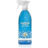 method Antibacterial Bathroom Cleaner, Spearmint, 28 fl oz | Kills 99.9% of Household Germs, No Rinse Cleaner, Removes Soap Scum, Grime &amp; Stains, Use on Bathroom Surfaces