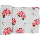 immispace - Ultra Soft Swaddle Blanket | Muslin Blankets for Girls & Boys | Newborns & Infants Gifts | 30% Organic Cotton + 70% Rayon | Large 47" x 47" | Machine Washable (Fire Truck)