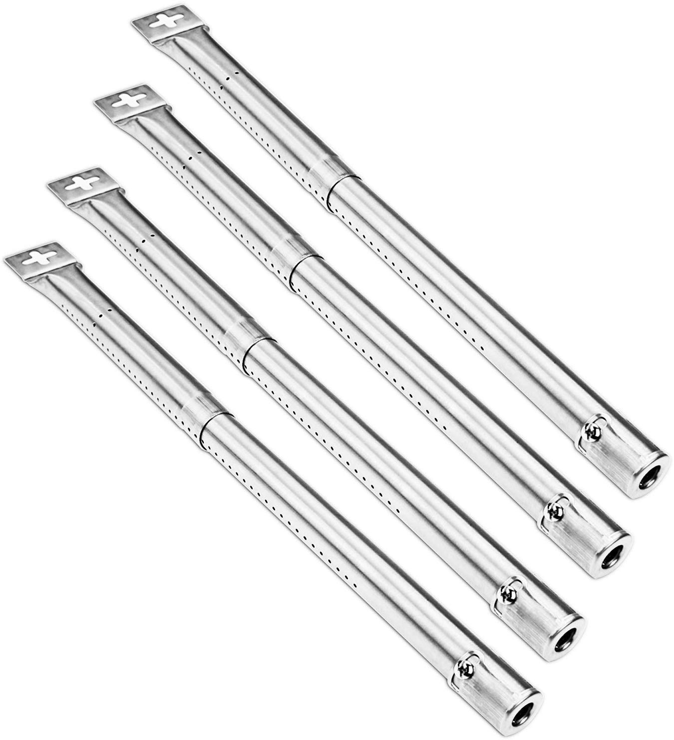 LOKHING 42204 Universal BBQ Gas Grill Replacement Stainless Steel Adjustable Tube Burners for FirePlus Fire Mountain CosmoGrill Campingaz and Other Model Grills (30.5 to 44.5 CM, 4 pack)