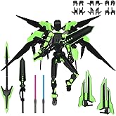 T13 Action Figure Set (Assembly Completed), Highlighting T13 Robot, 3D Printed Action Figure (Combat Mech Version), and Dummy 13, Perfect for Collectors' Desktop Decorations (Green)