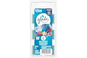 Glade Wax Melts Air Freshener and Odor Eliminator, Scented Essential Oils for Home and Bathroom, Aqua Waves, 6 Count