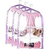 3 Packs Garment Bag,Hanging Clothes Bag for Dance Costumes With Pockets,Clear Garment Bag For Clothes Storage,Garment Cover F