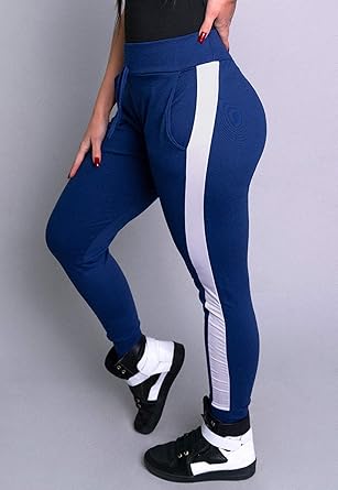 calça de moletom com listra feminina