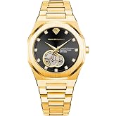 PIERRE RICHARDSON PR5922 Men&rsquo;s Watch, Black Dial, 24K Pure Gold Plated, Automatic, Sapphire Glass, 41mm, 10ATM