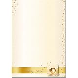 Papier à Lettres De Noël SIGEL - Motif Boules De Noël Rouge Et Doré, 100 Feuilles A4 90g/m² - Pour Imprimante