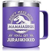 Christmas Gifts for Mom - Don'T Mess With Mamasaurus You'll Get Jurasskicked Coffee Mug - Gifts for Mom from Daughter, Son - Birthday for Mother (14Oz,Purple)