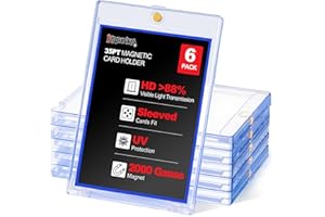 Kabinka 35PT Magnetic Card Holder Fits Sleeved Cards, One Touch Holder for Trading Cards, Crystal Clear UV Protectors for MTG, PTCG, Sports, Baseball Card, Hard Plastic Display Case (6-Pack)