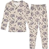 ALAZA Hippopotamus Leaf 2 Piece Pajama Set Long Sleeve Top and Pants Sleepwear Unisex