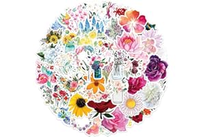 QIYUYA 100pcs Flower Stickers Pack for Water Bottle, Cute, Vinyl, Aesthetic, Trendy, Waterproof Stickers and Decals for Hydroflask Laptop Scrapbooking Phone,Flower Gifts for Adults Women Teens Girls