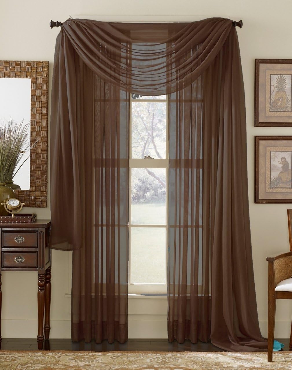 Best sheer living room 3 panel curtains