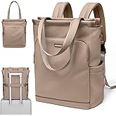 GOLF SUPAGS Convertible Laptop Backpack for Women Casual Daypack Notebook Tote Bag for Work College Travel Leisure (Champagne)