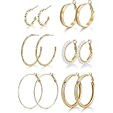 Gold Silver Hoop Earrings for Women Trendy Hoop Earrings Set Fashion Jewelry Gifts