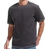 VEIISAR Men's Heavy Weight Crew Neck T-Shirt - Mens Premium 100 Cotton Thick Tees Pre Shrunk