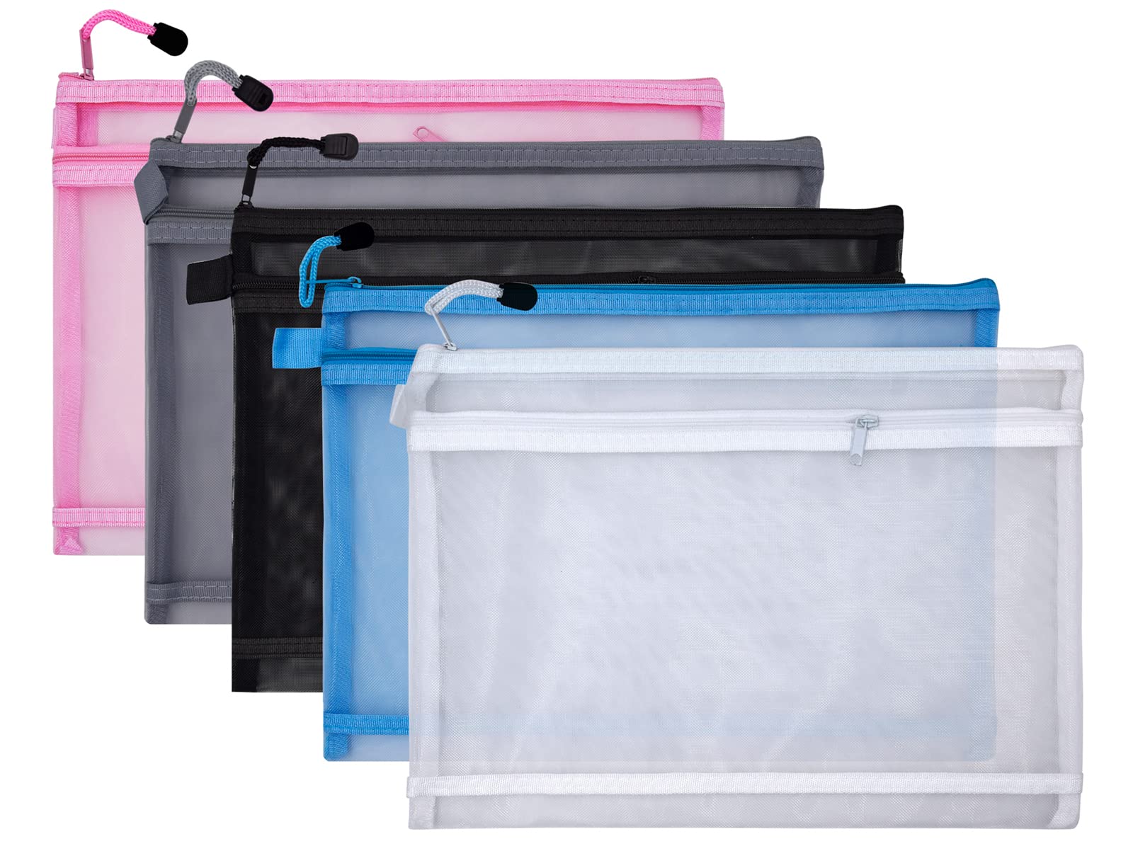 scicent A5 Zip Wallets A5 Document Wallets 5 Pieces Mesh Folder Zip Document Bags A5 folders for documents Zip Pouch - 5209