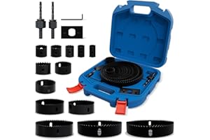 METOTY 17-Piece Hole Saw Set - High Carbon Steel 19-152mm（3/4" to 6"） Blades for Drywall, Soft Wood, Plastic, PVC