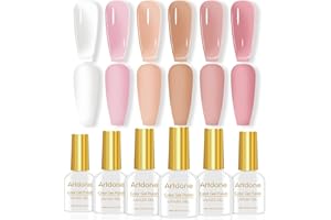 Artdone Sheer Gel Nail Polish Set Jelly UV Gel 6 Colors Translucent Milky White Pink Nude Brown Colors Nail Polish For All Seasons Neutral Soak off LED Lamp Gel Manicure Kit For Nail Art