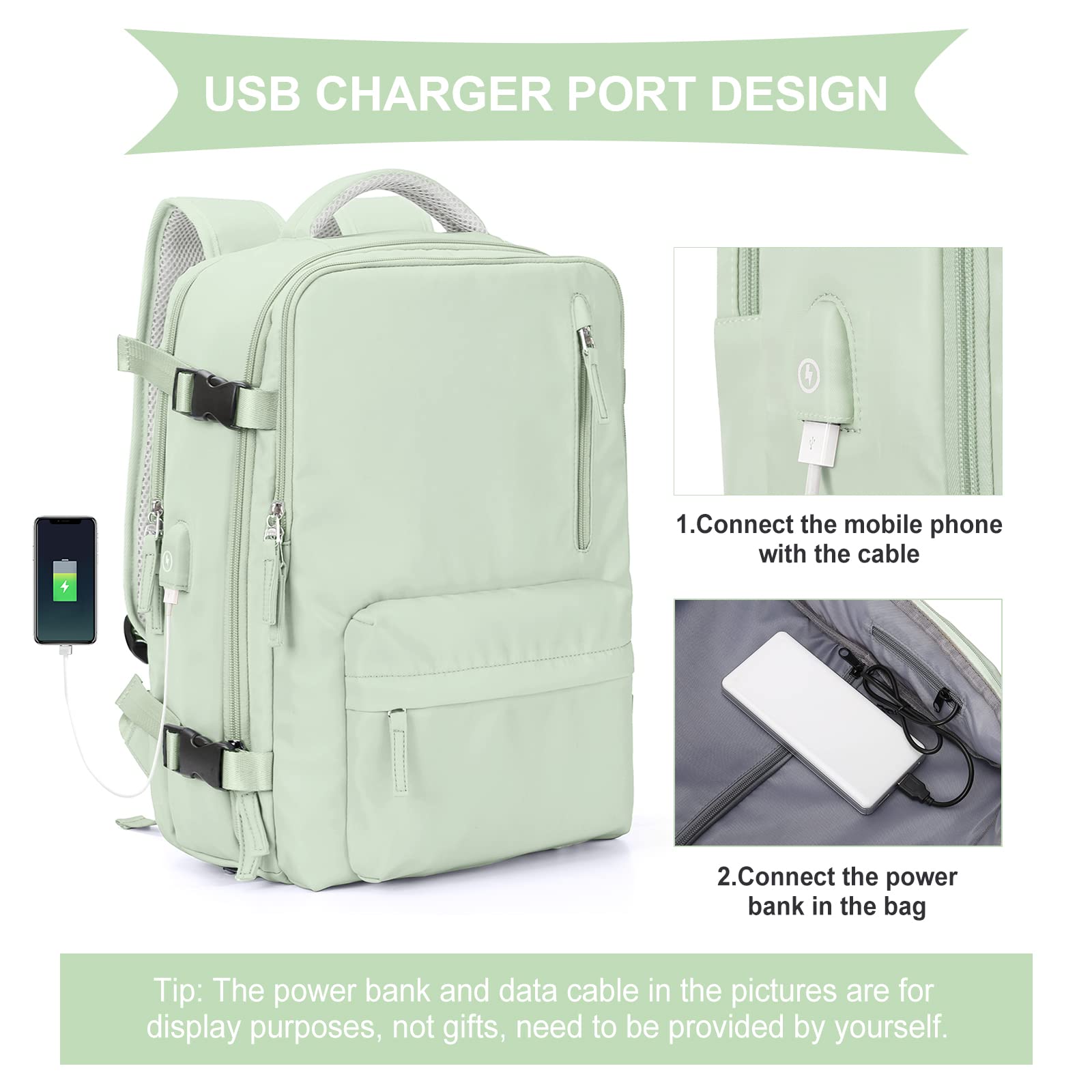 WONHOX Large Travel Backpack Carry on Flight Approved Laptop Work Business Backpack for Women Men Mochila de Viaje