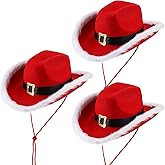 Boyiee 3 Pieces Santa Christmas Cowboy Hat Unisex Cowboy Hat for Men and Women