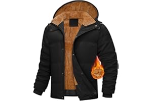 Xukk Men's Winter Coat - Warm Fleece Lined Jacket Full Zip Thicken Padded Coat Windproof Snow Ski Parka with Removable Hood