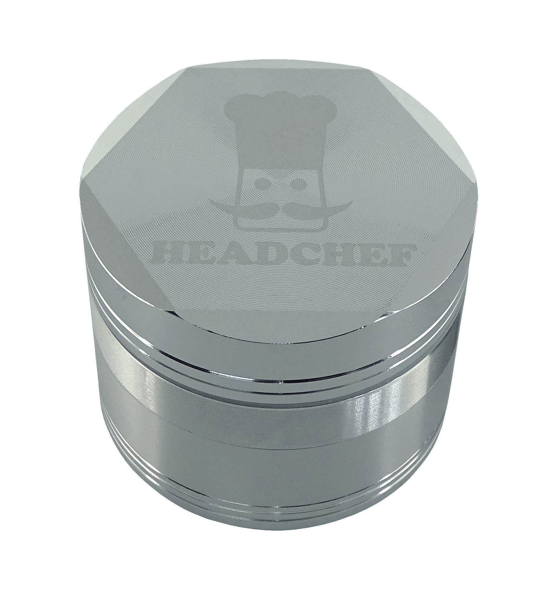 Headchef Hexcellence Metal Herb Grinder with Sifter Scraper – 4 Piece Grinder, 55mm, Silver