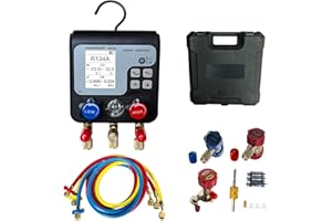 VIVANTECH HVAC Digital Manifold Gauge Set - 3-in-1 AC Manifold for Refrigerant Charging, Vacuum Testing & Leak Detection, Diagnostic Tool w/LCD Display (Supports 92 Refrigerant Types)