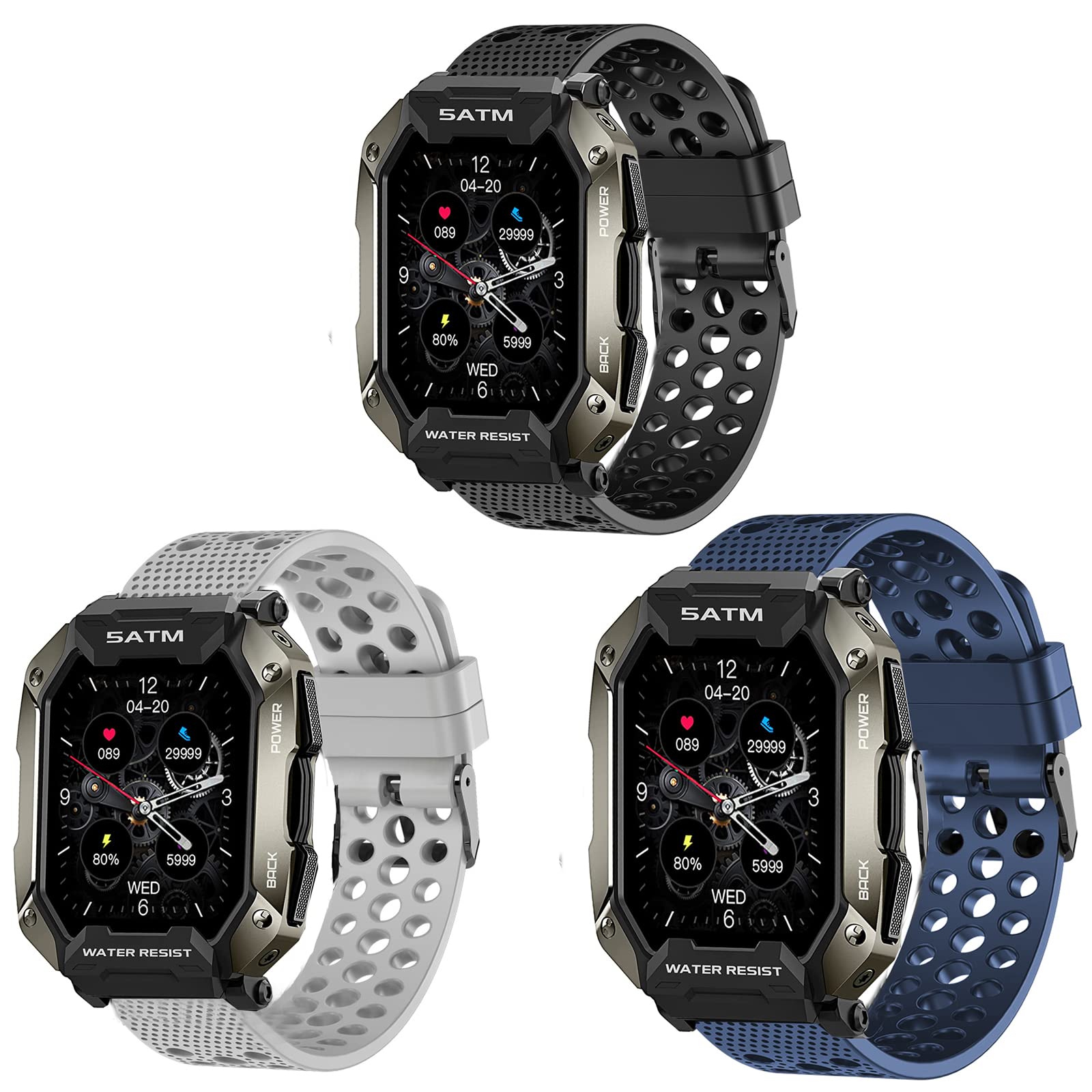 for AMAZTIM C20 Bands, onetuo Silicone Replacement Wristbands Sport Strap with Metal Buckle for Kospet Tank M1 Pro/AMAZTIM C20 1.71" Military Sports Smart Watch/Slothcloud Smart Watches/C20 Military