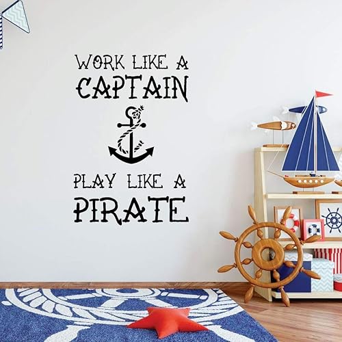 Amazon Com Playroom Wall Decal Work Like A Captain Play Like A