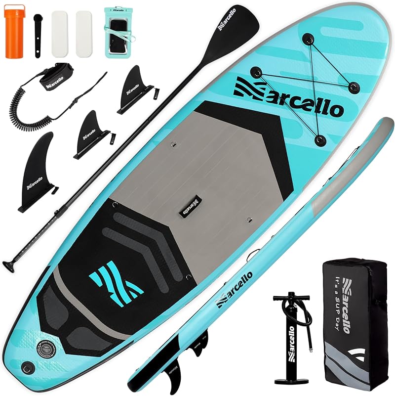 Marcello Inflatable Paddle Board 10'6 x 33 x 6 with Pump Leash Case Backpack