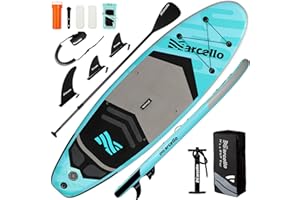 BAUDELIO Paddle Board, Inflatable Stand Up Paddle Board，10.6'×33"×6" Ultra-Light SUP Board with Hand Pump, Leash, Repair Kit, Waterproof Phone Case and Backpack