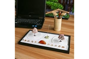 BANGBANGDA Zen Garden Rake Tool Accessories - Japanese Sand Zen Bamboo Rakes Tools Set, Office Relaxation Gifts with Healing Stones Zen Garden Decor for Man Woman Father Mother Birthday Gifts