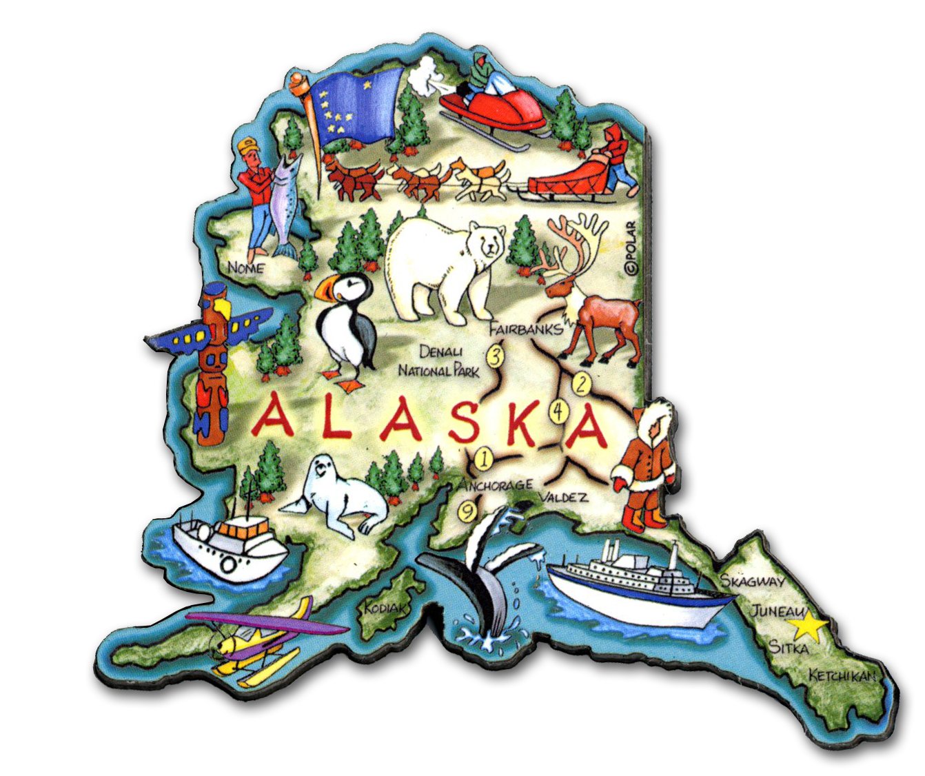 Alaska the Last Frontier State Artwood Jumbo Fridge Magnet