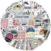 Boston Stickers |50Pcs Boston Waterproof Vinyl Decals for Water Bottles Laptop Luggage Cup Computer Mobile Phone Skateboard