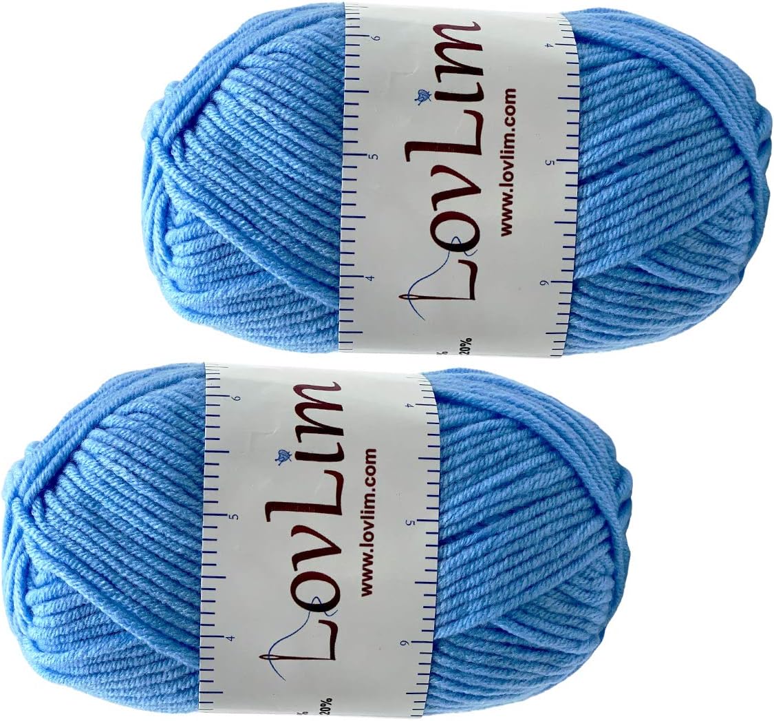 LovLim Yarn Pack, 2 skeins of 50g Each, Soft Cotton Yarn