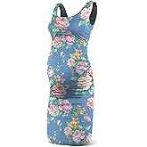 Rnxrbb S-2XL Women Summer Sleeveless Maternity Dress Pregnancy Tank Scoop Neck Mama Clothes Casual Bodycon Clothing