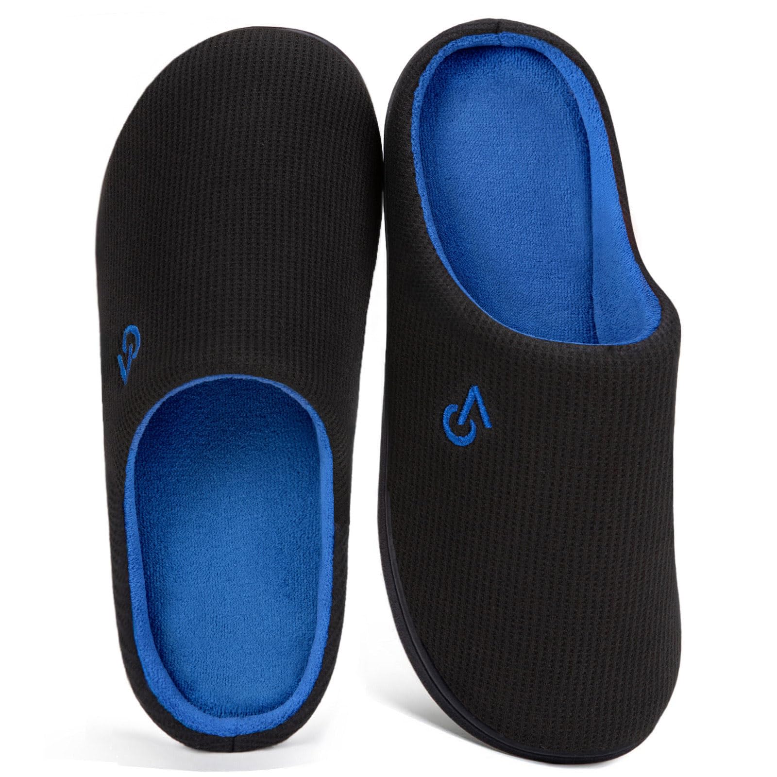 Photo 1 of ** VERY USED**VeraCosy Men's Two-Tone Memory Foam House Slippers Indoor Outdoor Durable Rubber Sole (Blue,10.5 US)