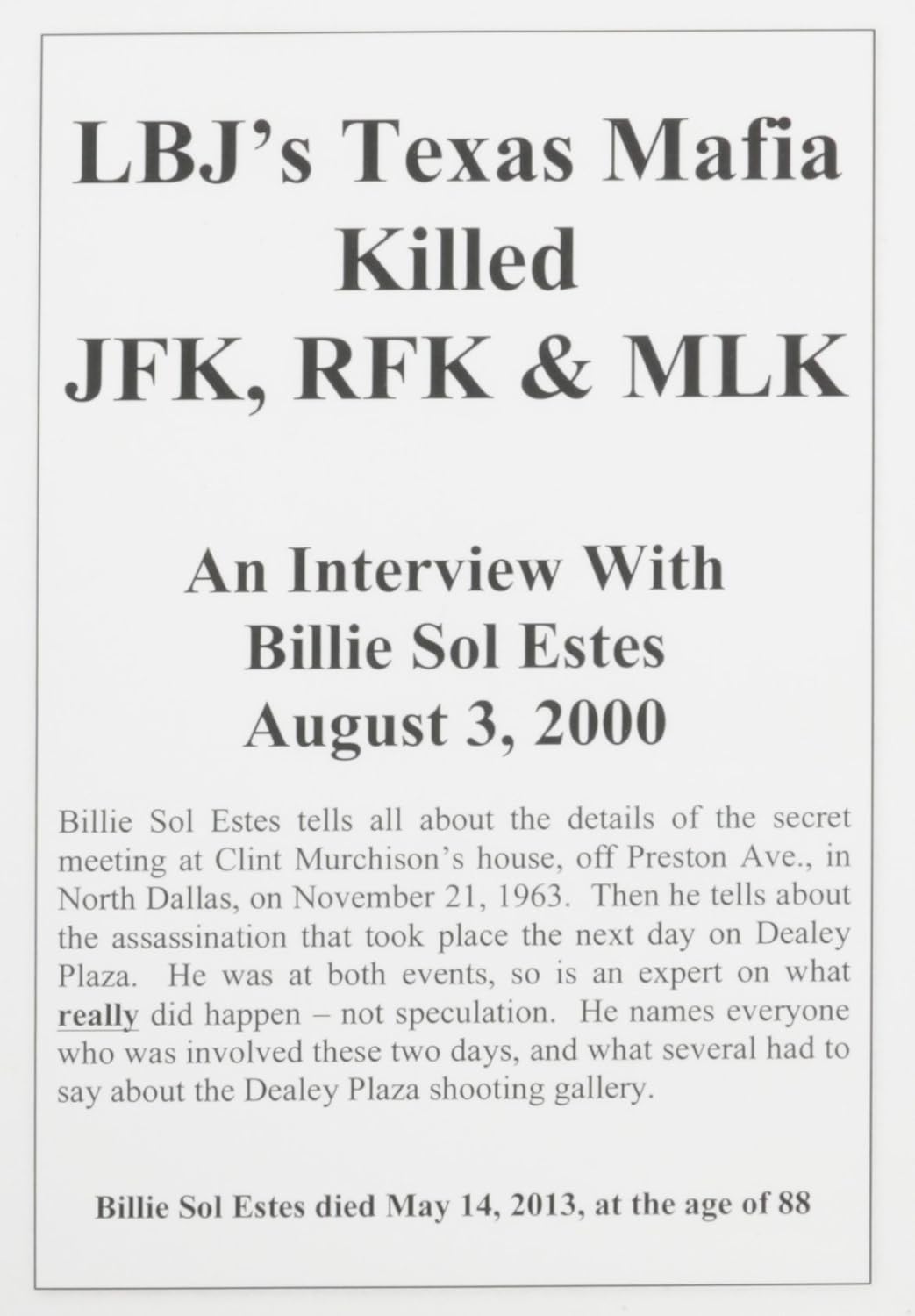Amazon.com: LBJ's Texas Mafia Killed JFK, RFK & MLK: Lyndon B. Johnson