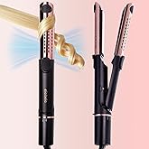 ELLA BELLA® Hair Straightener and Air Curler 2 in 1 • Titanium Flat Iron Curling Iron in One • Cooling Air Vents to Effortlessly Lock in Style • Multiple Looks, Professional Salon Results