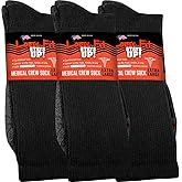 Loose Fit Stays Up Men's and Women's Medical Socks (Pack of 3) Made in USA. Cushioned Sole