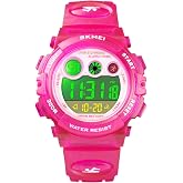 cofuo Kids Digital Sport Watch for Boys Girls, Kid Waterproof Electronic Multi Function Casual Outdoor Watches, 7 Colorful LED Luminous Alarm Stopwatch Wristwatch