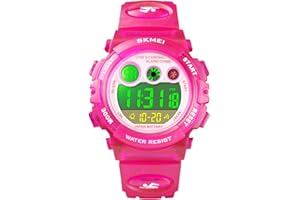 cofuo Kids Digital Sport Watch for Boys Girls, Kid Waterproof Electronic Multi Function Casual Outdoor Watches, 7 Colorful LED Luminous Alarm Stopwatch Wristwatch